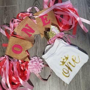 4 piece ONE year birthday decor